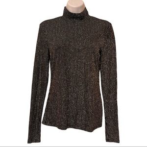 Catherine By Catherine Malandrino Long Sleeve Metallic Mock Top